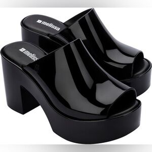 Melissa Glossy Black Platform Clogs